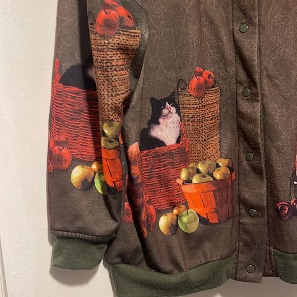 Vintage 90s Blair Green Paisley Cat & Dog Button sweater large P - Picture 4 of 8